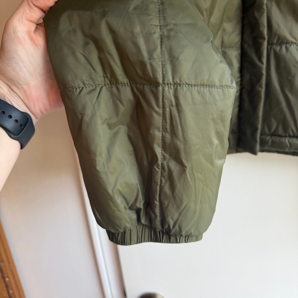 Madewell Women's Olive Green Puffer Jacket Full Zip Quilted Coat Size L - Picture 4 of 10